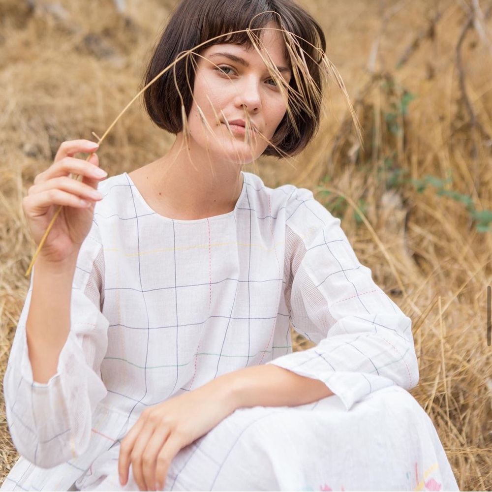 Plaid Ikat Dress by Injiri